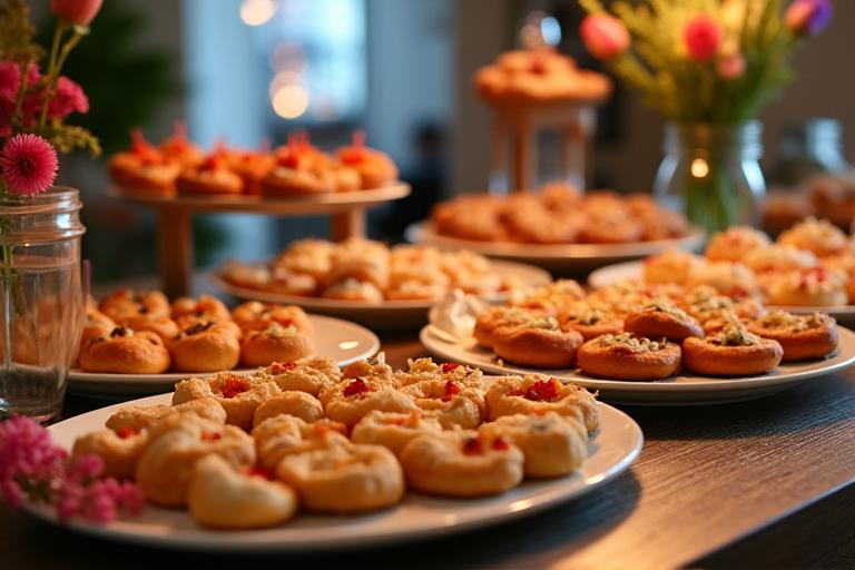 Private party catering with pastries and appetizers